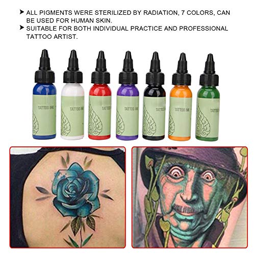 Conjunto de tinta de tatuagem, 7 cores kit de pigmento profissional 1oz Tattoo Supply for tattoo Skin Body Art Tattoo Tination Set para Tattoo Machine