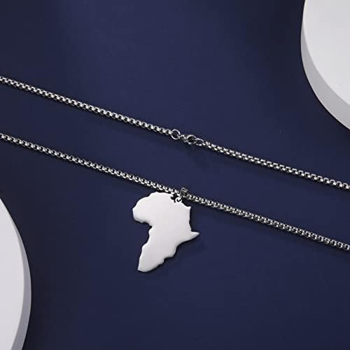Colar de mapa de mapa da África de vassago colar de mapa Africa para mulheres aço inoxidável Homens Africa Continente Colar Africa Mapa Jóias Dainty Pingente Gift para meninos meninos