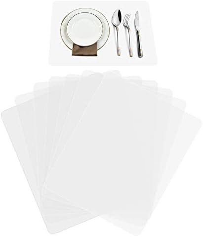 Placemats de plástico para mesa de jantar, placemats translúcidos, 8 pcs resistentes ao calor, jantar lavável ou tapete