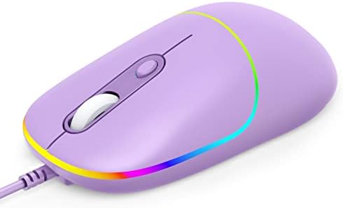 Fenisio Wired Mouse, USB Computer Mouse Backlit Ultra Silent Wired Mouse com 6400 dpi, mouse com cordões com cordões ergonômicos