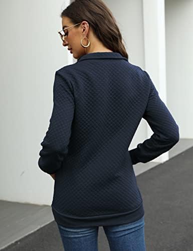 Sorto de moletons femininos de UVOG Quarto de trimestre acolchoado de zíper de zíper para mulheres de manga longa camisas