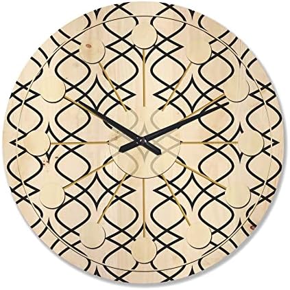 DesignQ 'Resumo Retro Pattern Design XIV' Midden Wood Wall Wall Clock grande decorativo Decorativo Modern Wall Relógio de parede de grandes dimensões Relógios de madeira para decoração da sala de estar