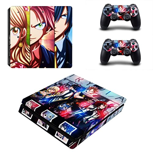 Anime Fairy Fullbuster Natsu Tail Lucy Erza Scarlet cinza PS4 ou Ps5 Skin Skin para PlayStation 4 ou 5 Console e 2 controladores Decalque Vinil V13501