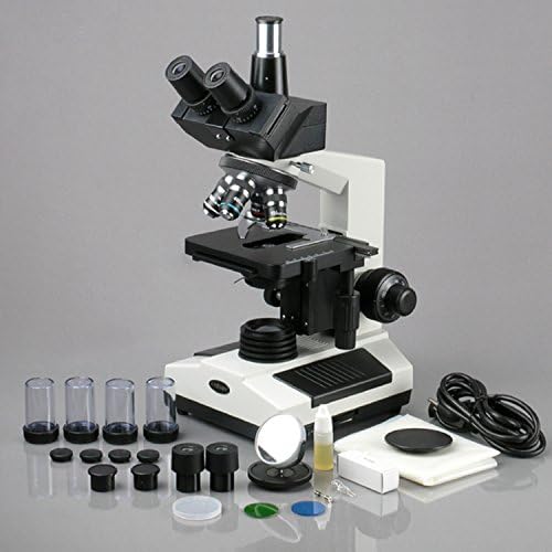AMSCOPE T390B-PCS Microscópio trinocular de composto profissional, ampliação 40x-2000x, oculares wf10x e wf20x, campo brilhante
