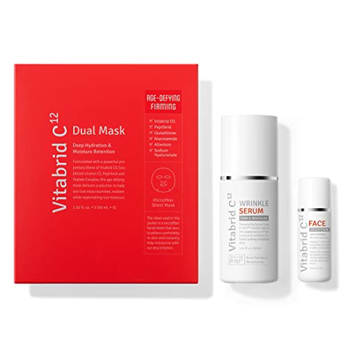 VITABRID C12 Wrinkle Serum Professional & Dual Máscara: pacote de desajustação e firmeza, dupla de rugas e máscara de lençol facial de cuidados com rugas