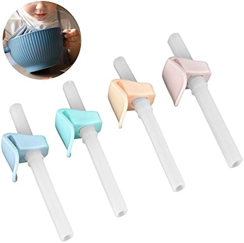 4pcs Criandos Selffeeding Straws Baby Reutilable Silicone Straw Toddler Utensílios de palha macios