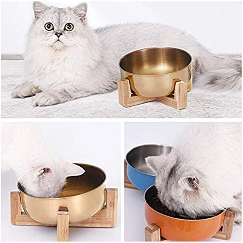 La La Pet® alimentador de animais de estimação tigela de alimentação de aço inoxidável Bambu Rise Bowl Bowl Bowl Bowl