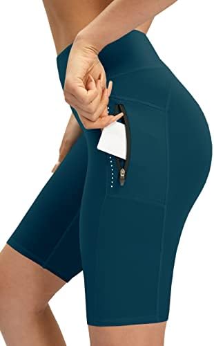 AFITNE Feminino de Yoga Shorts com bolsos com zíper High Wistomy Tummy Control Athletic Shorts Executando shorts