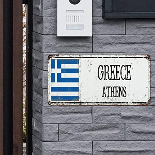Grécia Atenas Sinal de alumínio Grécia bandeira country sinais rústicos sinais chiques de viagens Cidade de lembranças de