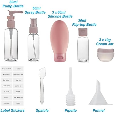 Huaoao 13 PCs Viagem de garrafas para produtos de higiene pessoal, garrafas de viagem recarregáveis ​​contêineres