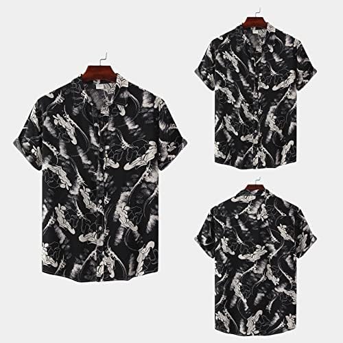 Wenkomg1 Hawaiian Shirts Beach de manga curta Camise