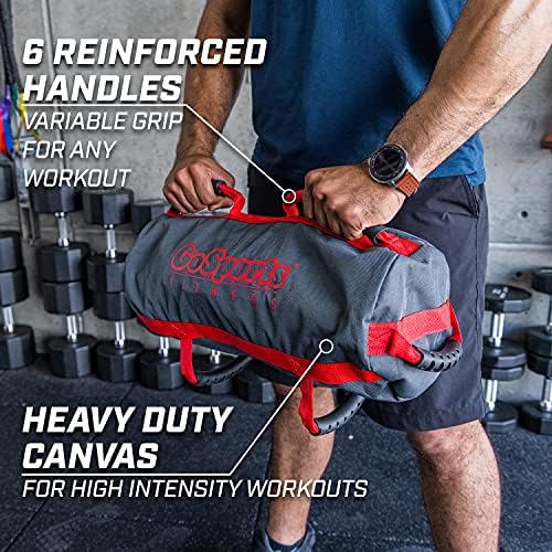 Gosports Fitness Weight Bag Workout Training Aid - Máximo de 40 libras, exercícios de condicionamento físico para todos os níveis de habilidade - simplesmente preencha com areia