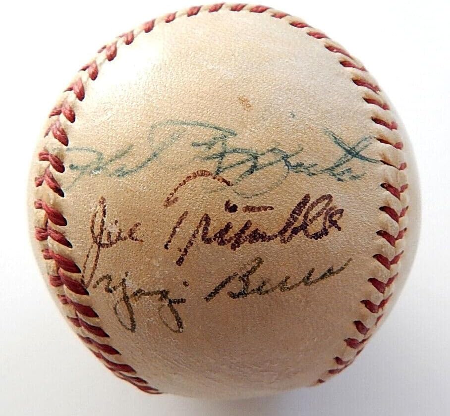 Yogi Berra Phil Rizzuto Joe Trimble Triple assinado Spalding Baseball JSA Auto - Bolalls autografados
