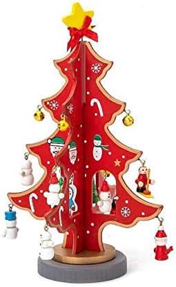 Mini árvore de natal de mesa com 28pcs pequenos ornamentos suspensos, mini árvore de natal artesanal DIY para mesa, férias, decoração de fazenda rústica