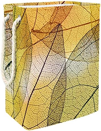 Inomer abstrato folhas amarelas transparentes grandes cestas de roupas prejudiciais à prova d'água para cesta de roupas
