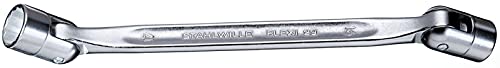 Stahlwille 43012427 Spanners de junto flexível dupla, feito de aço de liga cromada, cromo revestido para resistência à corrosão, bi-hexágono com acionamento anti-deslizamento, forte e durável, tamanho 24 x 27 mm, L. 349,5 mm