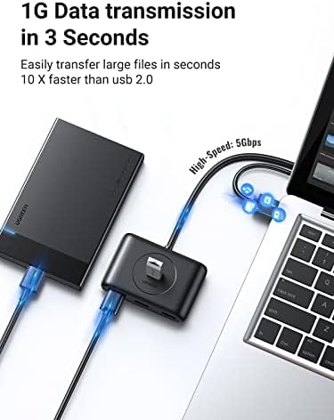 Hub USB ugreen, cubo USB 3.0 de 4 portas com cabo de extensão de 3 pés, divisor USB portátil de alta velocidade para MacBook