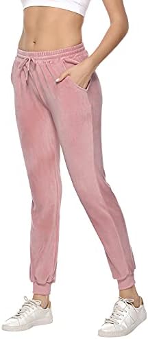 Mulheres Ireviais Velvet Trouser Joggers Veludo Sorto Sorto Casual Casual Yoga Sportswear Calças com bolsos