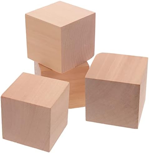 Toddmomy Blocos de madeira inacabados 4pcs em branco cubos de madeira quadrados de madeira blocos de madeira para artesanato e projetos de bricolage fabricação de quebra -cabeças