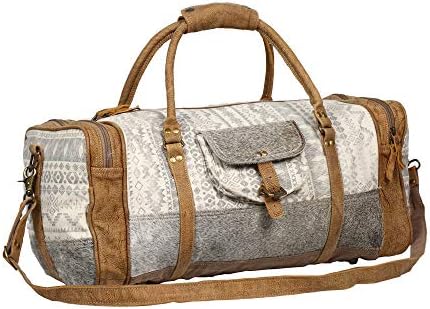 Myra Bag Declaração Upcycled Canvas & Cowhide Leather Travel Bag S-1270