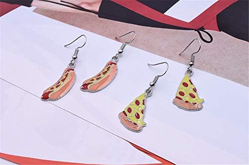 Brincos de gancho criativos de cães de pizza fofa de pizza fofa de pizza