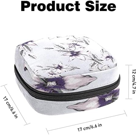 Bolsa de armazenamento de guardanapos sanitários de Oryuekan, bolsas de zíper menstrual reutilizável portátil, bolsa de armazenamento de tampões para mulheres meninas, pastoreável flor de flor cinza floral