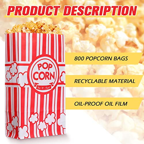 Papocor de papel de filme Bolsas de pipoca 2 onças de pipoca de fundo plano Red e branco Pipcorn Recurtable Pipcorn Sleeve Grande
