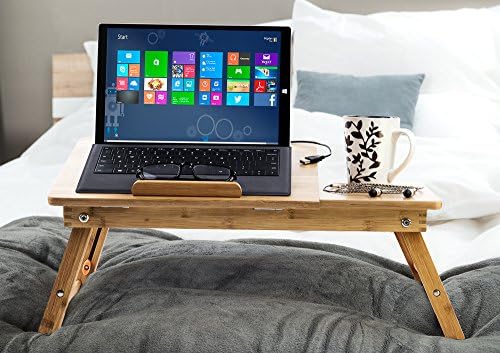 ALERATEC Natural Bamboo Multifuncional Ajuste Stand | Até 15in | Ideal para tablet/ monitor/ laptop tabela portátil para escritório