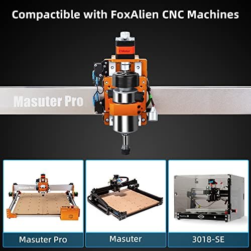 Kit de atualização do Foxalien CNC 300W Motor de moagem do fuso DC para 3018-SE V2 e Masuter CNC Router Machine com botão de ajuste