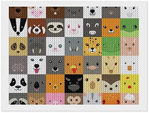 Conjunto de kits de pintura de diamante simples de rostos simples de animais