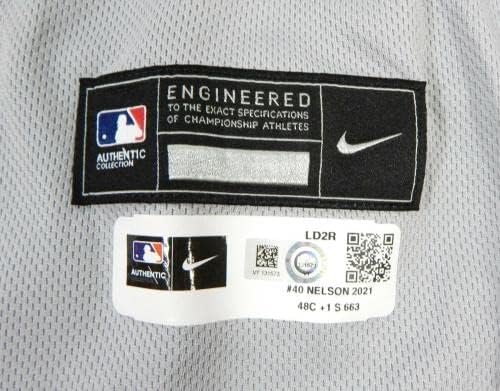 2021 Los Angeles Dodgers Jimmy Nelson 40 Jogo emitido PS Usou Grey Jersey 2 20 P - Jogo usado MLB Jerseys