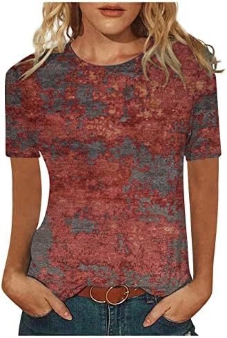 Blusa de temperamento da túnica feminina Tops casuais colorido color redondo pescoço curto leeve t camisetas de moda camisetas impressas