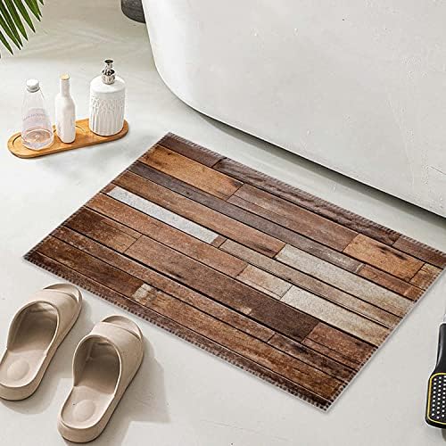 Tapete de banho sdizdipk para banheiro, prancha de madeira marrom, tapete de banheiro lavável não deslizante, absorvente de água