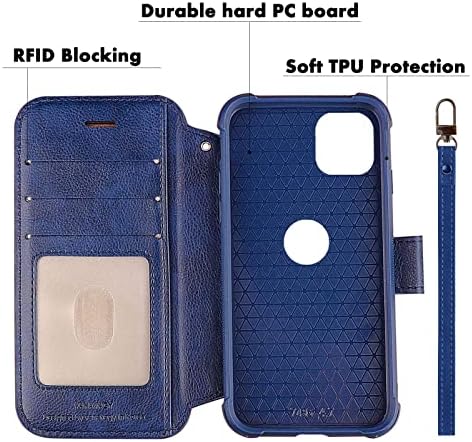 Vanavagy iPhone 13 Mini Wallet Case, Caminho Flip Flip Folio Strap Wrist Teleping [Protetor de tela incluído] [Suporte MagSafe