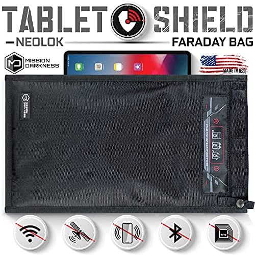 Missão Darkness Neolok Saco Faraday Non Window para comprimidos // Escudo de dispositivos para aplicação da lei e militar, segurança de dados, anti-Hacking e Anti-rastreamento