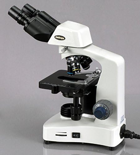Microscópio de composto binocular B340A-DK, liderado por Amscope B340A-DK, ampliação, campo escuro, iluminação LED, condensador abbe,