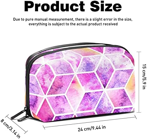 Bolsa de cosméticos rosa geométrico para mulheres bolsa de moda fofa bolsa de maquiagem à prova d'água bolsa de higiene saco