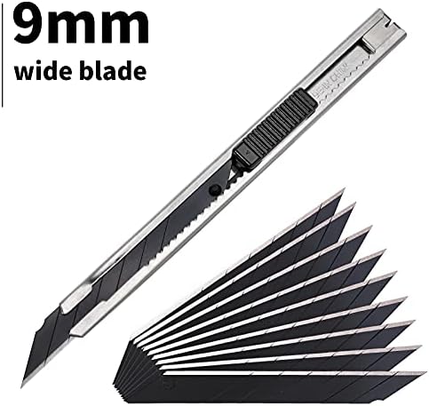 Gomake 9mm Lâminas de substituição de faca de faca, 30 graus Snap as lâminas de aço carbono para facas de corte retráteis, hobby, faca artesanal, cortador de caixa 100pcs-Black