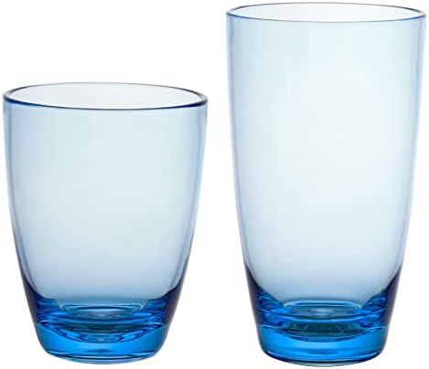 Klifa- Eton- 15,2 e 20,8 onças, conjunto de 8, copos de copo de acrílico e copos de bebidas altas, lascas de plástico sem BPA, lava-louças, azul