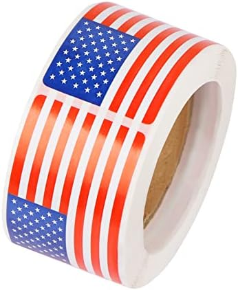 Adesivos de bandeira americana harapu, sinalizadores de 1 ”x 2” dos EUA etiqueta os adesivos American Flag Patriótico para o Dia da Independência 4 de julho de 250 PCs, 1 rolo