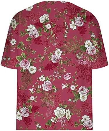 Tshirts firls estampa floral relaxada tops superdizes camisetas de manga curta V lounge de pescoço outono tshirts de verão
