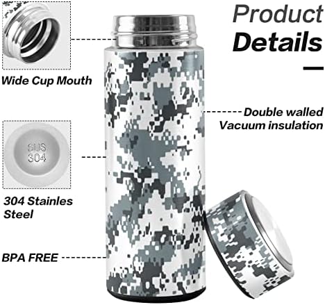 Camaku floresta camuflagem garrafa de água isolada de 16 oz de aço inoxidável garrafa térmica para caça a vácuo de boca larga de bebida a água para café