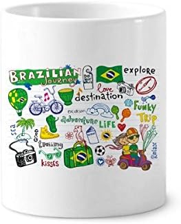 Aventura Vida Brasil Journey Brasil dentes escova de caneta caneca caneca de cerâmica stand copo