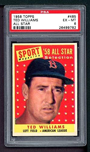 1958 Topps # 485 All-Star Ted Williams Boston Red Sox PSA PSA 6.00 Red Sox