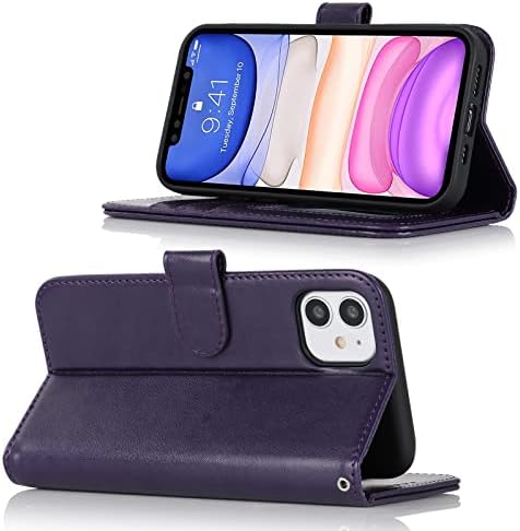 ICOvercase Compatível com o estojo da carteira do iPhone 11 com suporte de cartão e pulseira, capa de capa de protetor de proteção