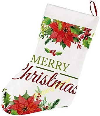 Rena Santa Feliz Natal meias, lareira de Xmas Big Tree pendurada meias de decoração de decoração de festa de férias em família em casa, 10x16,5 polegadas