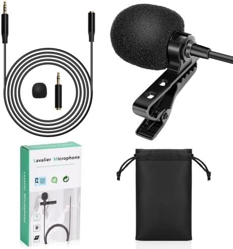 Microfone de lapela lavalier de grau profissional para Blackview A10 Compatível com telefone iPhone ou câmera blogging