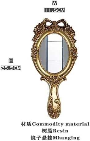 FSYSM Minf espelho de estilo europeu espelho espelho manual Handd Hand Handled Handled Gold Pequeno Espelho Pequeno
