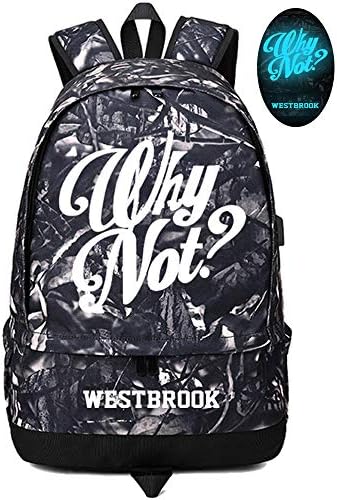 Jogador de basquete estrela Westbrook Luminous Ball Storage Backpack Sports Sports Depositary depositary Student Bookbag para homens