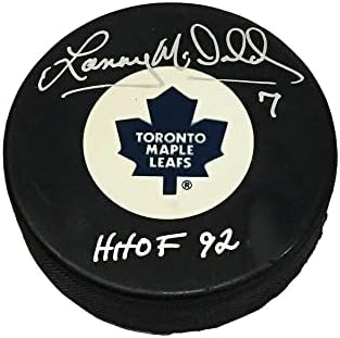 Lanny McDonald assinou o Toronto Maple Leafs Puck - Hhof - Pucks Autografado NHL
